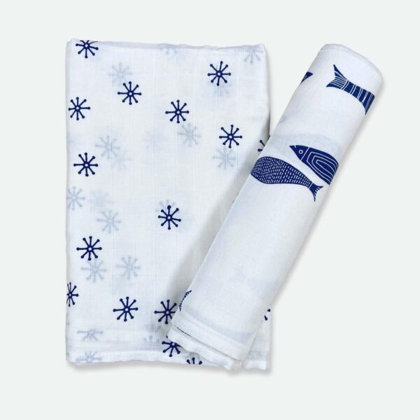 Indigo Aquarium & Indigo Flakes Combo Swaddles(120cmx120cm) - Pack of 2 - Image 10
