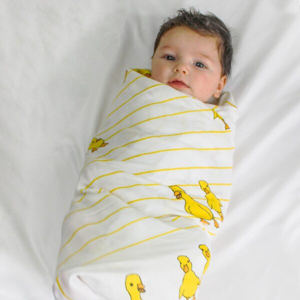 All in One Bamboo:Cotton Newborn Baby Gift Pack [Pack of 8 Pieces] - Duck & Plain Swaddles + Bibs + Washcloths - Image 3