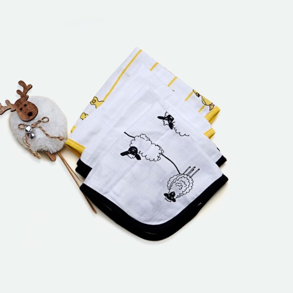 All in One Bamboo:Cotton Newborn Baby Gift Pack [Pack of 8 Pieces] - Duck & Plain Swaddles + Bibs + Washcloths - Image 4