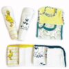 All in One Bamboo:Cotton Newborn Baby Gift Pack [Pack of 8 Pieces] - Duck & Plain Swaddles + Bibs + Washcloths
