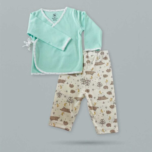Adorable and Comfortable Baby Clothing "Minty Night Sets" - Mint Green Jhabla & Cat Legging
